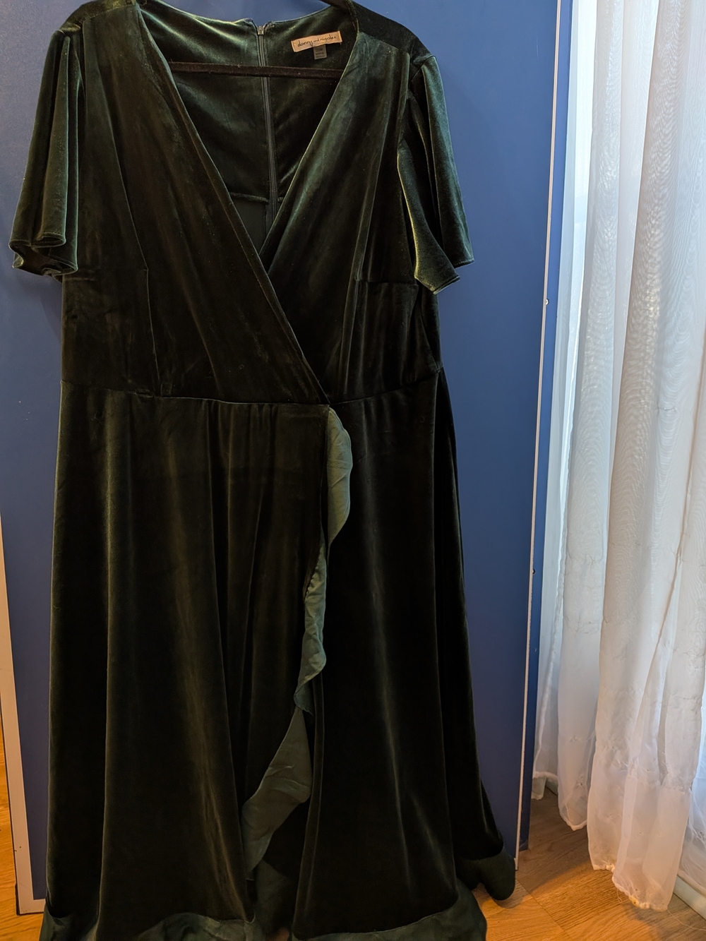 Danny & Nicole Deep Forest Green Velvet Wrap Dress